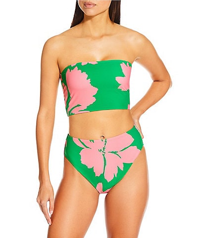 Antonio Melani Mandarin Blooms Bandeau Swim Top & High Waisted Swim Bottom
