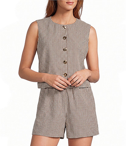 Antonio Melani Maria Gingham Sleeveless Button Front Coordinating Vest