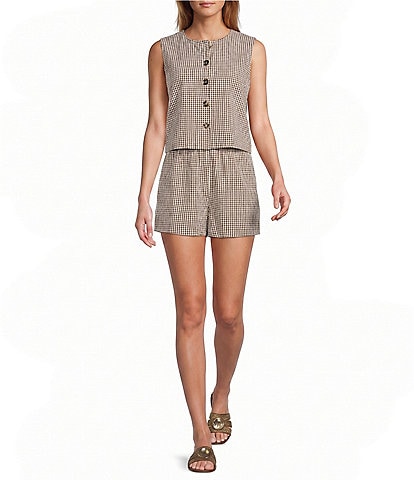 Antonio Melani Maria Gingham Sleeveless Button Front Coordinating Vest