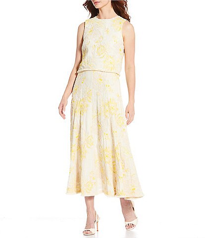 Antonio Melani Maura Spring Soutache Coordinating Linen Blend Embroidery A-Line Skirt