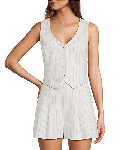 Antonio Melani Melinda Linen Blend V-Neck Coordinating Vest