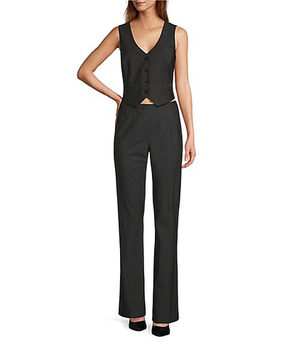 Antonio Melani Melinda V-Neck Sleeveless Wool Blend Button Front Vest