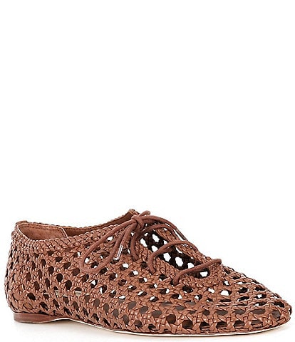 Antonio Melani Myles Woven Leather Lace Up Flats