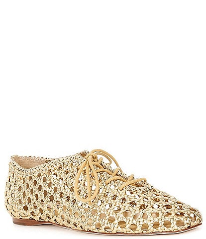 Antonio Melani Myles Woven Leather Lace Up Flats