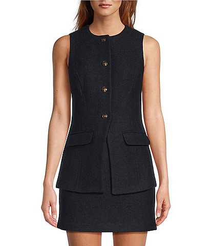 Antonio Melani Octavia Wool Blend Sleeveless Button Front Vest