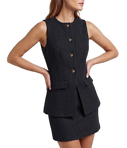 Antonio Melani Octavia Wool Blend Sleeveless Button Front Vest