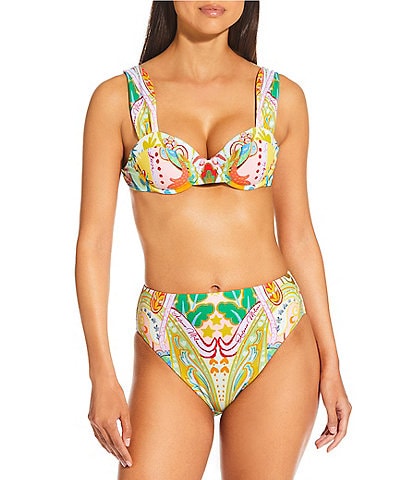Antonio Melani Paisley Underwire Bralette Swim Top & High Waisted Swim Bottom