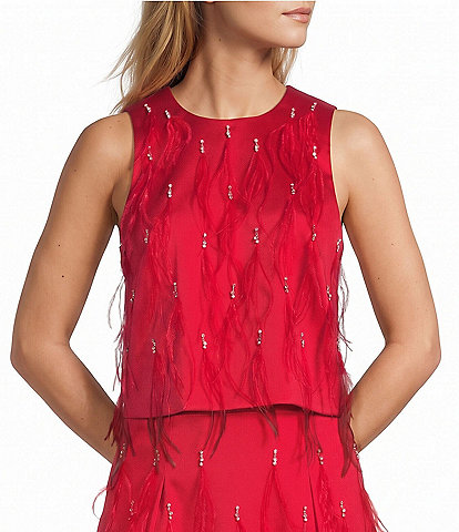 Antonio Melani Pippa Round Neck Feather Diamond Sleeveless Coordinating Blouse