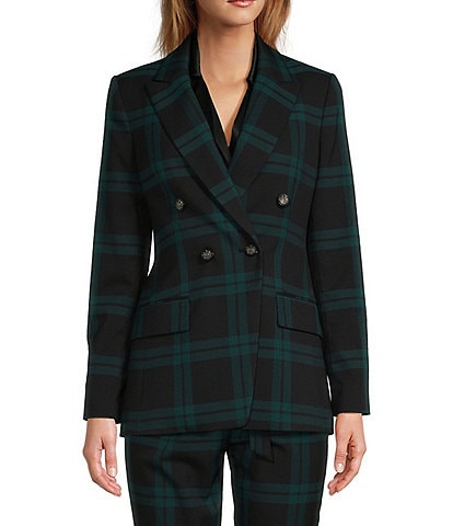 Antonio Melani Plaid Riviera Collared Button Front Coordinating Blazer Jacket