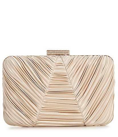 Antonio Melani Pleated Gold Metal Minaudiere Clutch