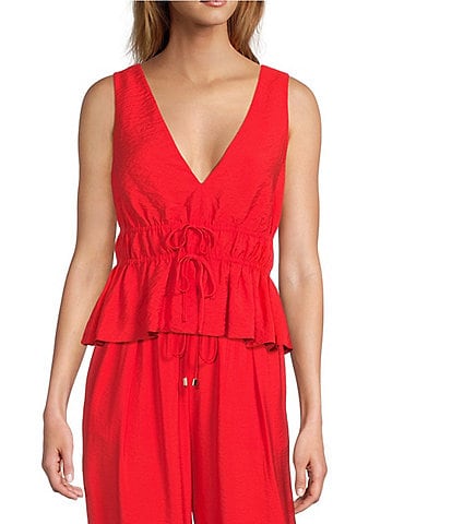 Antonio Melani Robyn V-Neck Sleeveless Tie Front Coordinating Blouse