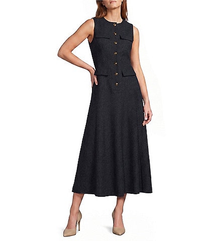 Antonio Melani Samara Button Front Wool Sleeveless Dress