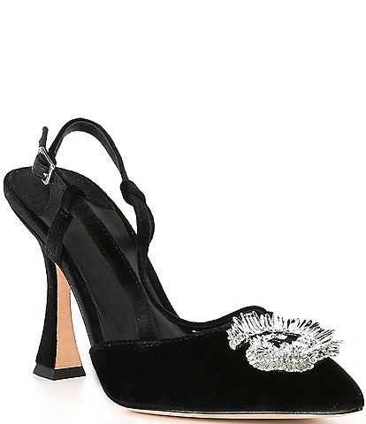 Antonio Melani Sharla Velvet Ornamented Slingback Dress Sandals