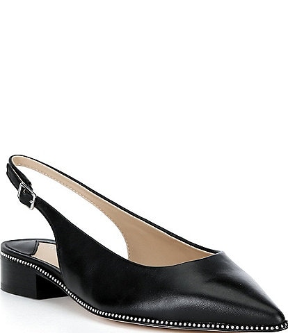 Antonio Melani Shaw Leather Ball Chain Slingback Flats
