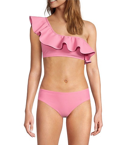 Antonio Melani Solid Bonded Rosette Strap Bralette Swim Top & Solid High Waist Swim Bottom