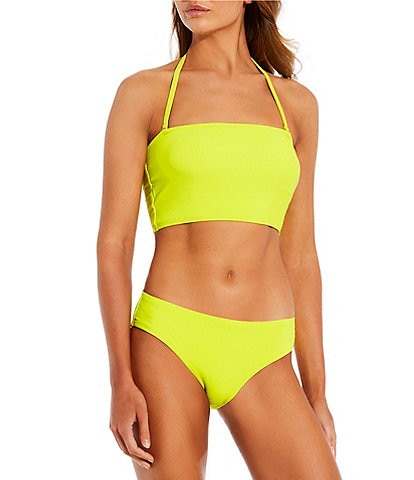 Antonio Melani Solid Ribbed Bandeau Swim Top & Solid Ribbed Classic Hipster Bottom