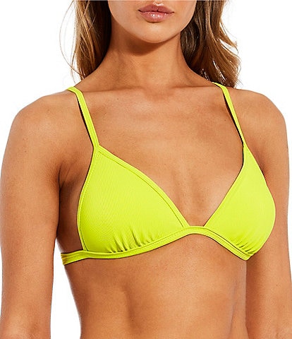 Antonio Melani Solid Ribbed Molded Triangle Swim Top