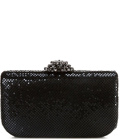 Antonio Melani Stone Top Gunmetal Flower Minaudiere Clutch