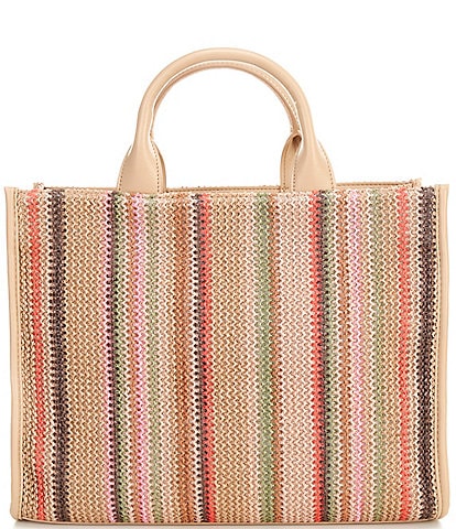 Antonio Melani Straw Raffia Striped Book Tote Bag