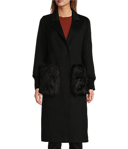 Antonio Melani Sydney Long Sleeve Faux Fur Pocket Coat