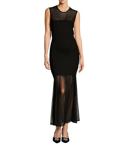 Antonio Melani Valentine Mesh Crew Neck Sleeveless Midi Dress