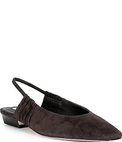 Antonio Melani Winnie Suede Ruched Slingback Flats