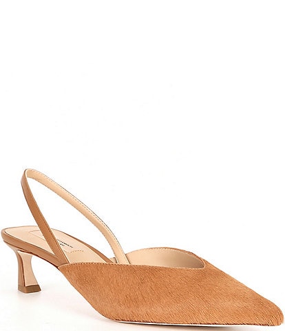 Antonio Melani x Elizabeth Damrich Catherine Pointed Toe Haircalf Sling Back Kitten Heels