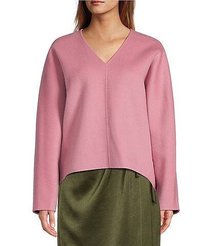 Antonio Melani x Elizabeth Damrich Flora Long Sleeve V-Neck Wool Blend Sweater
