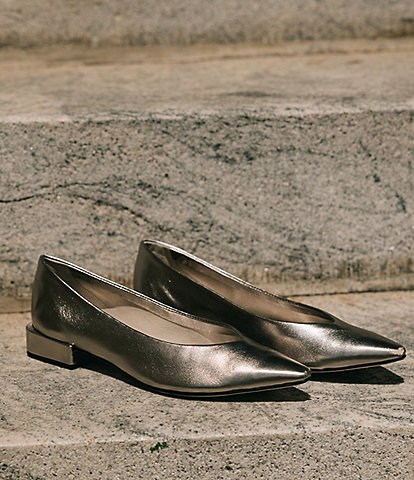 Antonio Melani x Elizabeth Damrich Trapeze Metallic Leather Dress Pumps