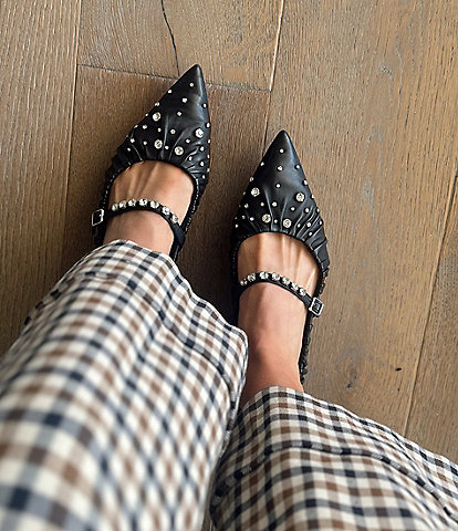 Antonio Melani x Jennifer Sumko Lyssa Lou Leather Studded Mary Jane Flats