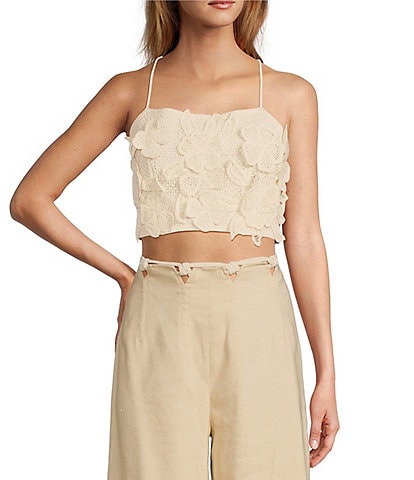 Antonio Melani x M.G. Style Havana Crochet Lace Floral Crop Top