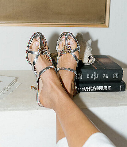 Antonio Melani x M.G. Style Leo Leather Shell Ornamented Dress Sandals