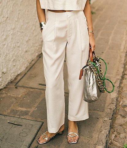 Antonio Melani x M.G. Style Page Woven Straight Leg Coordinating Pleated Ankle Pants