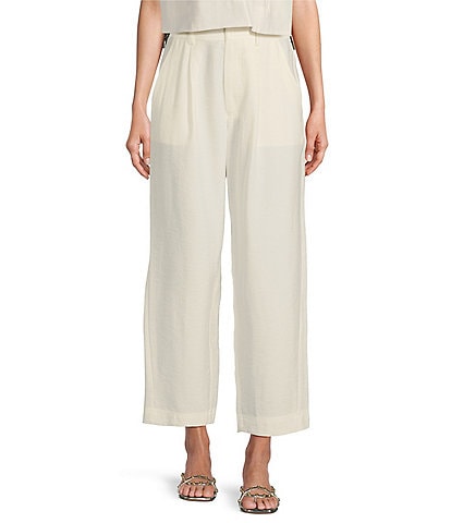 Antonio Melani x M.G. Style Page Woven Straight Leg Coordinating Pleated Ankle Pants