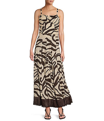 Antonio Melani x M.G. Style Somers Swirl Print Linen Blend Straw Trim Two Piece Set