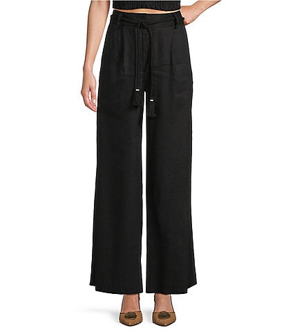 Antonio Melani x Style by Simkins Fran Linen Blend Coordinating Rope Belt Pants