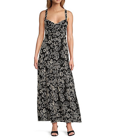 Antonio Melani x Style by Simkins Kathleen Soutache Crochet Sweetheart Neck Sleeveless Dress