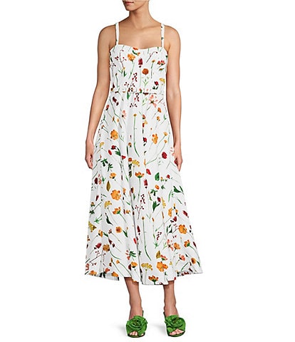 Antonio Melani x Style by Simkins Maybry Floral Print Poplin Sweetheart Neck Sleeveless Dress