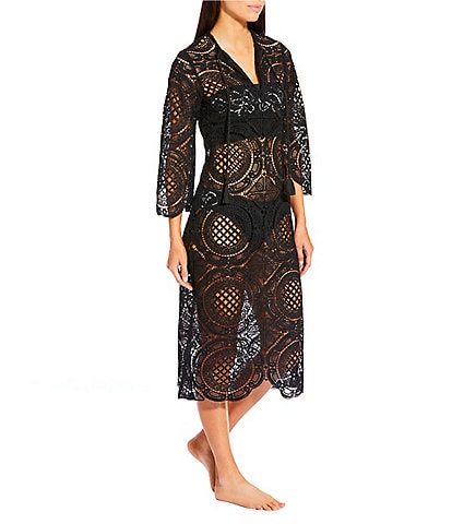 Antonio Melani x Style by Simkins Rhodes Long Sleeved Lace Dress Swim Cover-Up