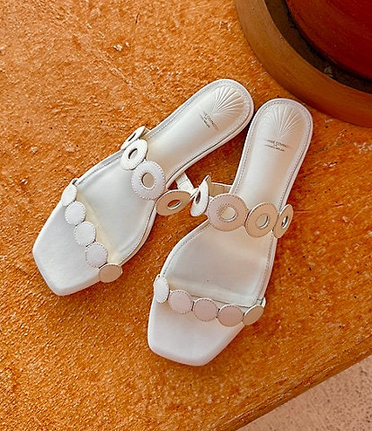 Antonio Melani x Stephanie Covington Aida Leather Double Band Disk Flat Sandals