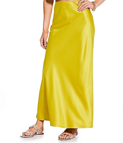 Antonio Melani x Stephanie Covington Allison Satin Mid-Rise Slip Coordinating Maxi Skirt