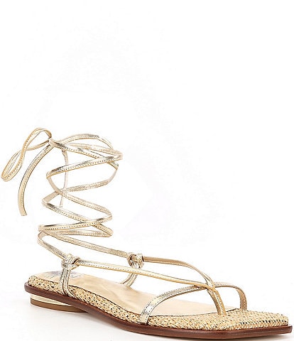 Antonio Melani x Style by Simkins Hampton Leather Ankle Wrap Flat Sandals