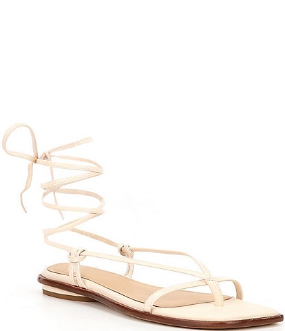 Antonio Melani x Style by Simkins Hampton Leather Ankle Wrap Flat Sandals