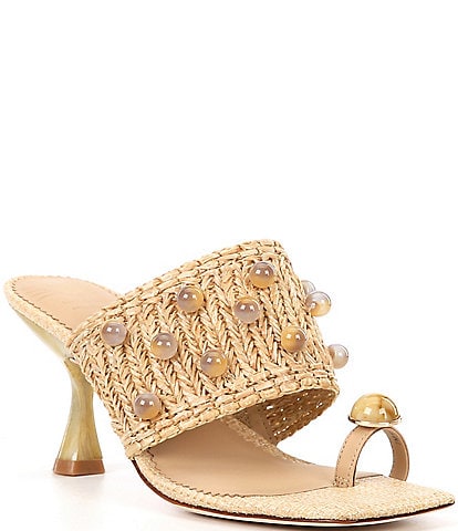 Antonio Melani x Style by Simkins Hudson Woven Raffia Toe Thong Mule Sandals