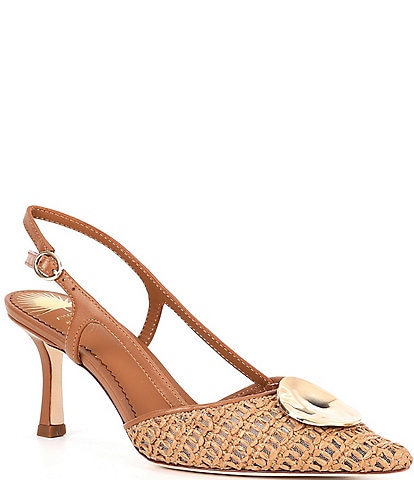 Antonio Melani x Style by Simkins Lisa Raffia Ornamented Slingback Pumps