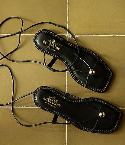Antonio Melani x The Style Bungalow Clarke Leather Stud Ornament Ankle Wrap Sandals