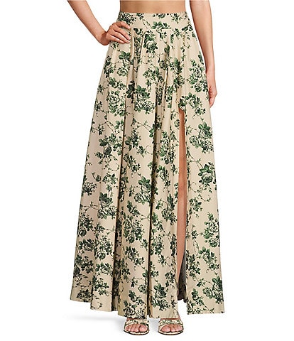 Antonio Melani x The Style Bungalow Georgia Floral Print High Waist Side Slit A-Line Skirt
