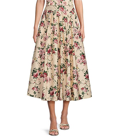 Antonio Melani x The Style Bungalow Miraflores High Waist Pleated Floral Print Skirt