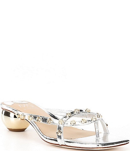 Antonio Melani x. M.G. Style Ridley Metallic Leather Studded Dress Sandals