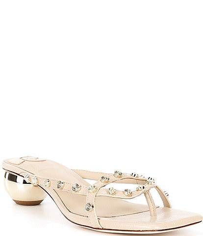 Antonio Melani x. M.G. Style Ridley Textured Leather Studded Dress Sandals